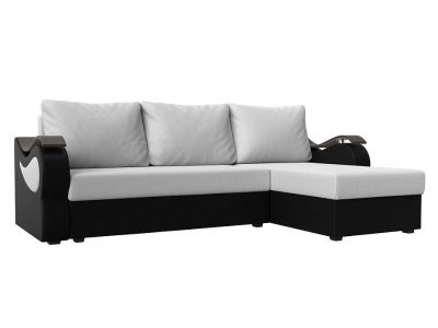 Угловой диван Меркурий Лайт (экокожа белый чёрный) 